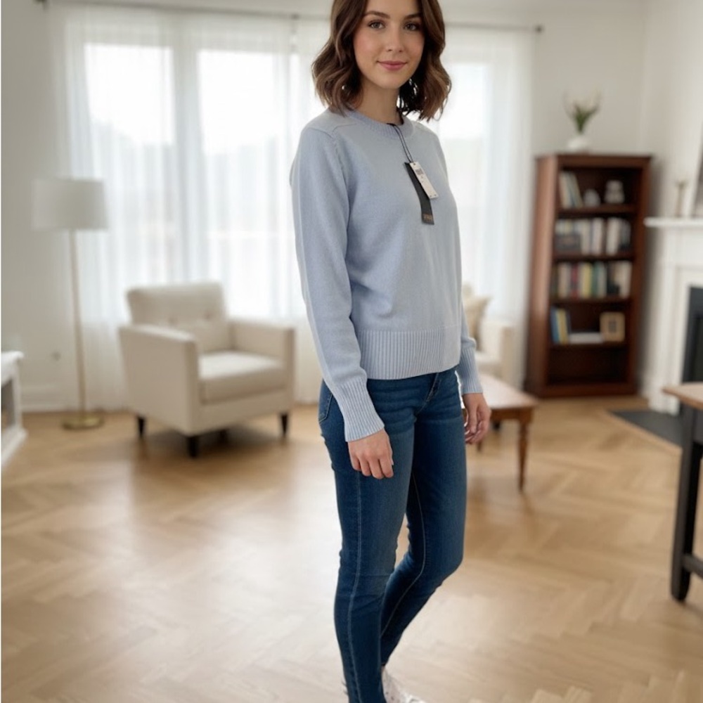 Elegant Sky Blue Women's Cardigan